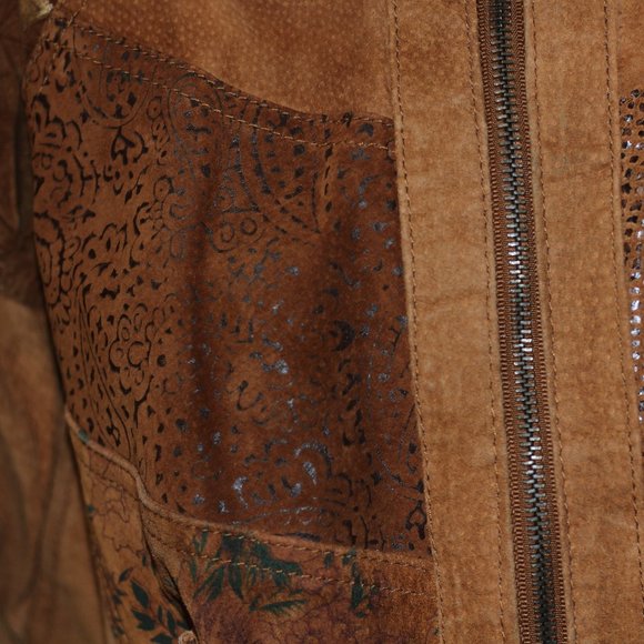 Winlit Brown Leather Bomber Coat - Picture 7 of 16